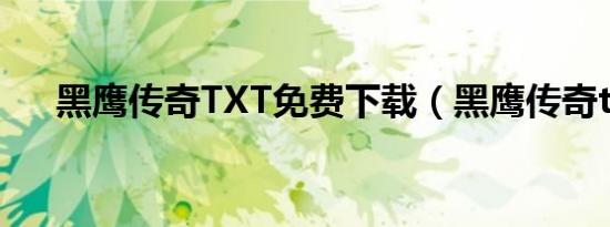 黑鹰传奇TXT免费下载（黑鹰传奇txt）