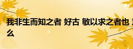 我非生而知之者 好古 敏以求之者也 意思是什么