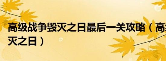 高级战争毁灭之日最后一关攻略（高级战争毁灭之日）