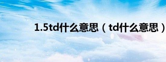 1.5td什么意思（td什么意思）