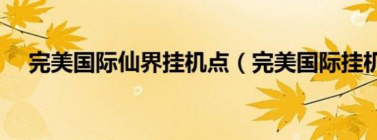 完美国际仙界挂机点（完美国际挂机点）