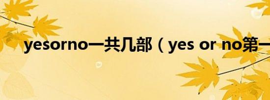 yesorno一共几部（yes or no第一部）