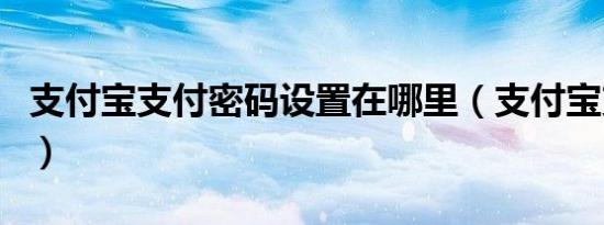 支付宝支付密码设置在哪里（支付宝支付密码）