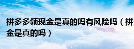 拼多多领现金是真的吗有风险吗（拼多多领现金是真的吗）