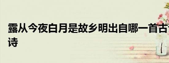 露从今夜白月是故乡明出自哪一首古诗白露的诗