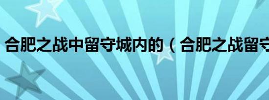 合肥之战中留守城内的（合肥之战留守城内）