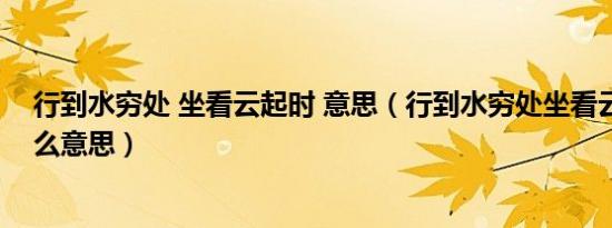 行到水穷处 坐看云起时 意思（行到水穷处坐看云起时是什么意思）