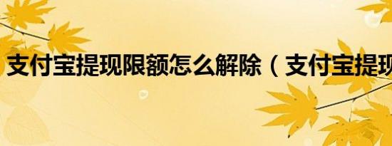 支付宝提现限额怎么解除（支付宝提现限额）