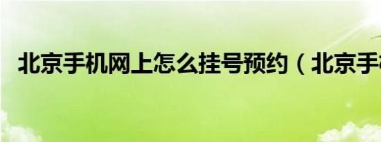 北京手机网上怎么挂号预约（北京手机网）