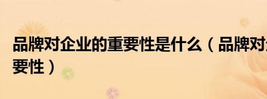 品牌对企业的重要性是什么（品牌对企业的重要性）