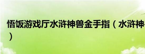 悟饭游戏厅水浒神兽金手指（水浒神兽金手指）