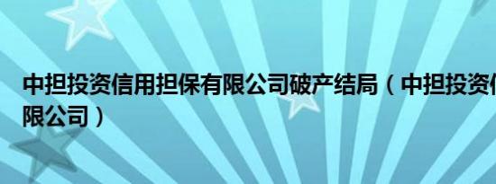 中担投资信用担保有限公司破产结局（中担投资信用担保有限公司）