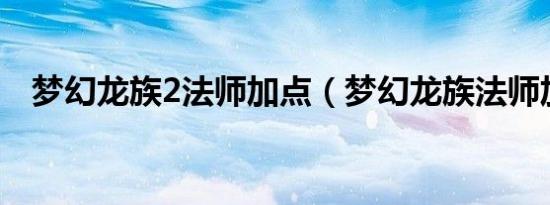 梦幻龙族2法师加点（梦幻龙族法师加点）