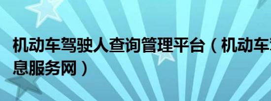 机动车驾驶人查询管理平台（机动车驾驶人信息服务网）