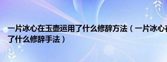 一片冰心在玉壶运用了什么修辞方法（一片冰心在玉壶运用了什么修辞手法）