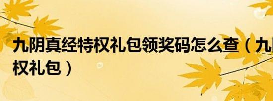 九阴真经特权礼包领奖码怎么查（九阴真经特权礼包）