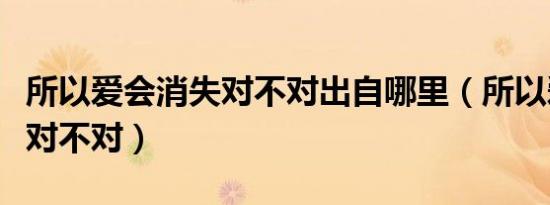 所以爱会消失对不对出自哪里（所以爱会消失对不对）