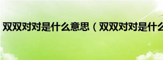 双双对对是什么意思（双双对对是什么意思）