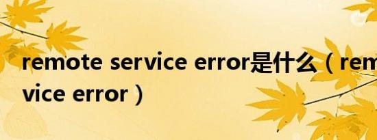 remote service error是什么（remote service error）