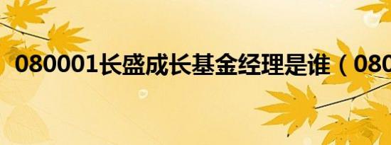 080001长盛成长基金经理是谁（080001）