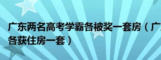 广东两名高考学霸各被奖一套房（广东两学霸各获住房一套）