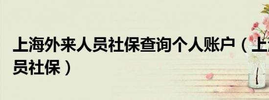 上海外来人员社保查询个人账户（上海外来人员社保）