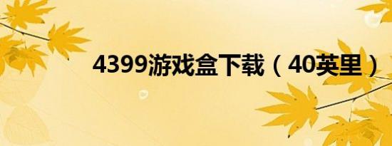 4399游戏盒下载（40英里）