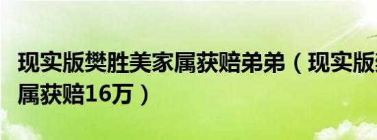 现实版樊胜美家属获赔弟弟（现实版樊胜美家属获赔16万）