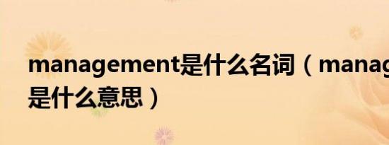 management是什么名词（management是什么意思）