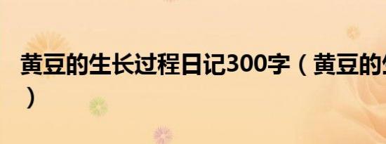 黄豆的生长过程日记300字（黄豆的生长过程）