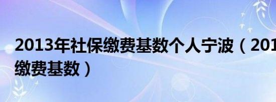 2013年社保缴费基数个人宁波（2013年社保缴费基数）