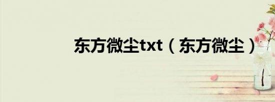 东方微尘txt（东方微尘）