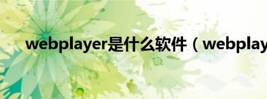 webplayer是什么软件（webplayer）