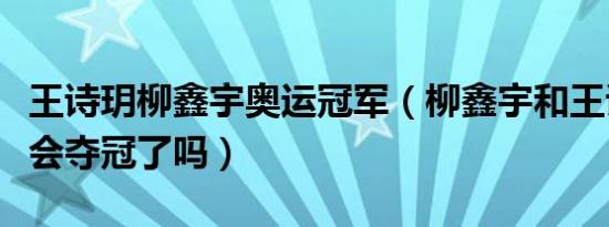 王诗玥柳鑫宇奥运冠军（柳鑫宇和王诗玥冬奥会夺冠了吗）