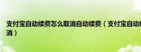 支付宝自动续费怎么取消自动续费（支付宝自动续费怎么取消）