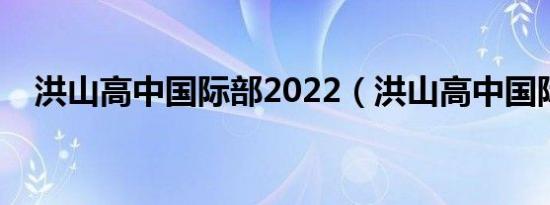 洪山高中国际部2022（洪山高中国际部）