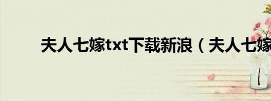 夫人七嫁txt下载新浪（夫人七嫁）