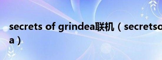 secrets of grindea联机（secretsofgrindea）