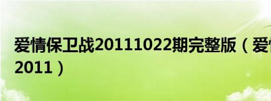 爱情保卫战20111022期完整版（爱情保卫战2011）