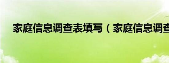 家庭信息调查表填写（家庭信息调查表）