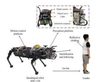 一个允许四足机器人在白天和夜间条件下跟随领导者的框架