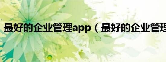 最好的企业管理app（最好的企业管理软件）