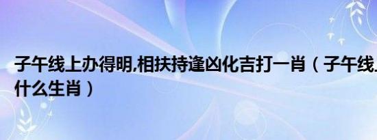 子午线上办得明,相扶持逢凶化吉打一肖（子午线上办得明指什么生肖）