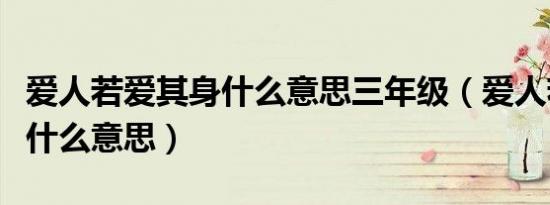 爱人若爱其身什么意思三年级（爱人若爱其身什么意思）