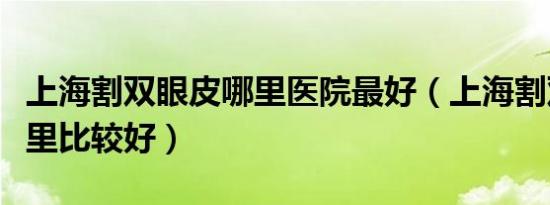 上海割双眼皮哪里医院最好（上海割双眼皮哪里比较好）