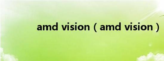 amd vision（amd vision）