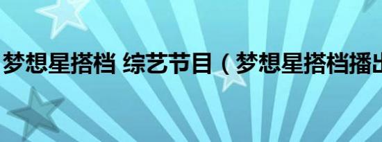 梦想星搭档 综艺节目（梦想星搭档播出时间）