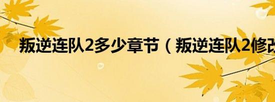 叛逆连队2多少章节（叛逆连队2修改器）