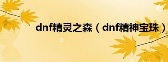 dnf精灵之森（dnf精神宝珠）