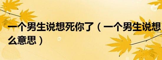 一个男生说想死你了（一个男生说想日死你什么意思）